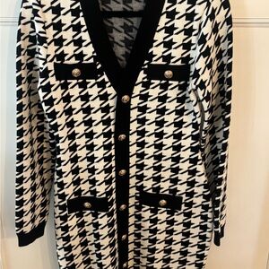 Endless Rose Black and White Houndstooth mini dress